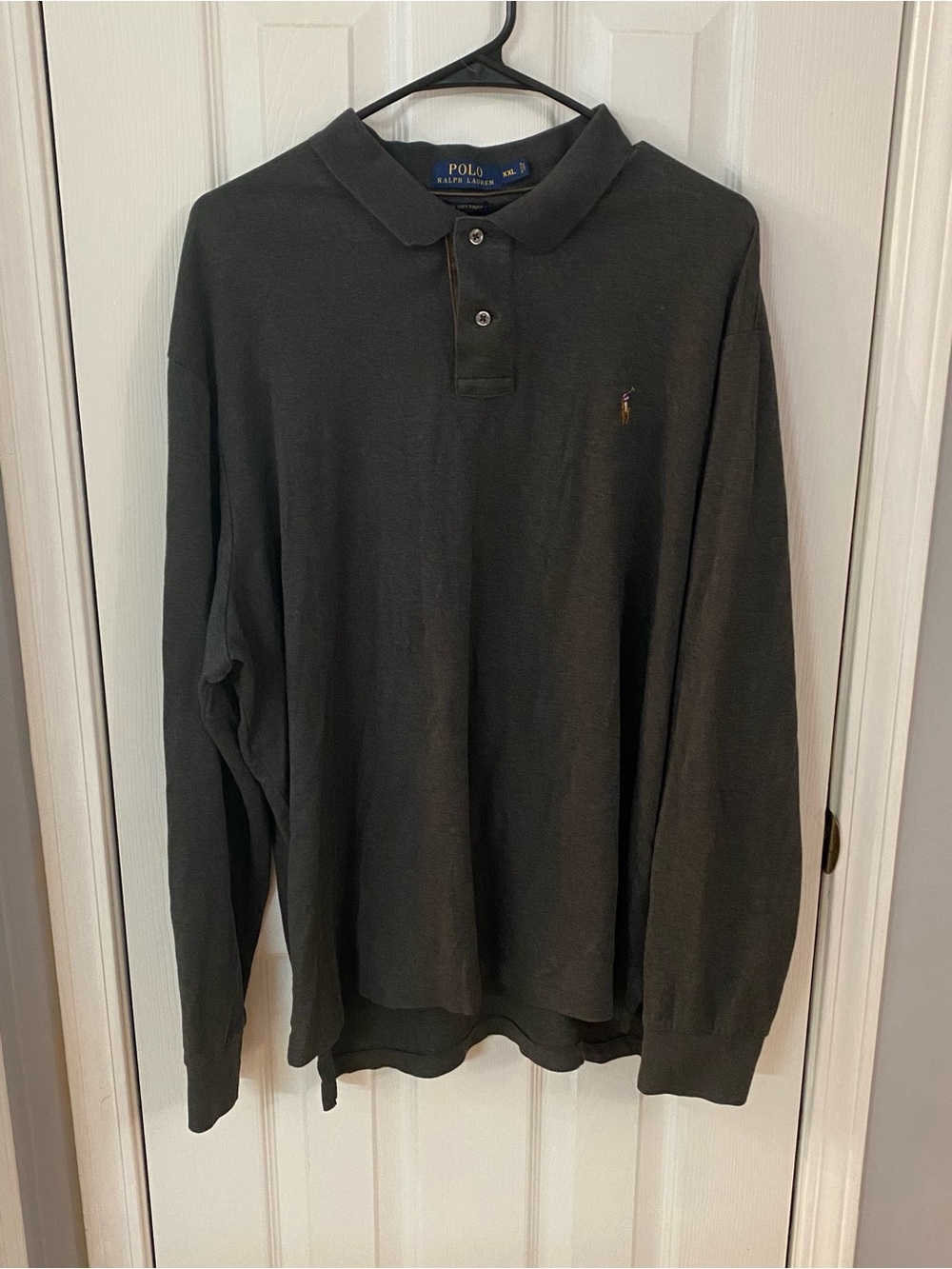 Polo Ralph Lauren Pima Soft Touch Long Sleeve Polo Shirt XXL Gray Classic Pony‎